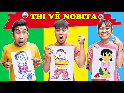 Gấu Đỏ TV - Thử Thách Vẽ NOBITA , Vẽ XUKA , Vẽ CHAIEN Trong Phim Doraemon - Ai Vẽ Đẹp Nhất ? | Foci