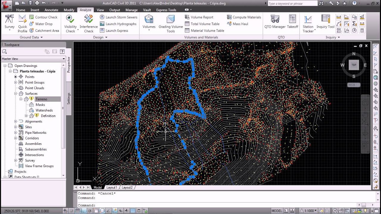 Delimitação de Bacia Autocad civil Alexandre bley.