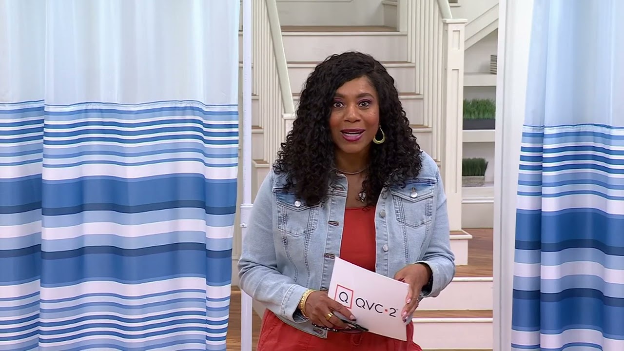 Hookless Striped Shower Curtain with Liner on QVC