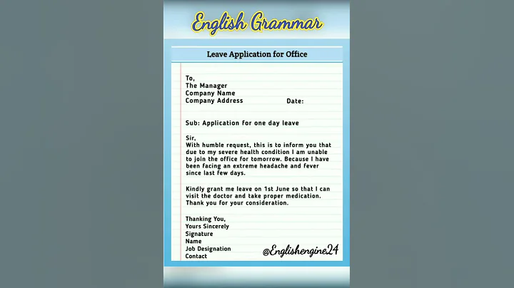 Leave Application for Office | How to Write Leave Application for Office #viralshorts #englishengine