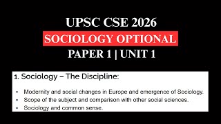 PAPER 1 | UNIT 1 | 📚 Complete Sociology Optional One Shot with PYQ| 70 days Challenge! UPSC CSE 2026
