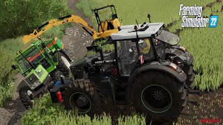 RECUPERO TRATTORE NEL FOSSATO😱😂 #farmingsimulator22 🚜⚠️