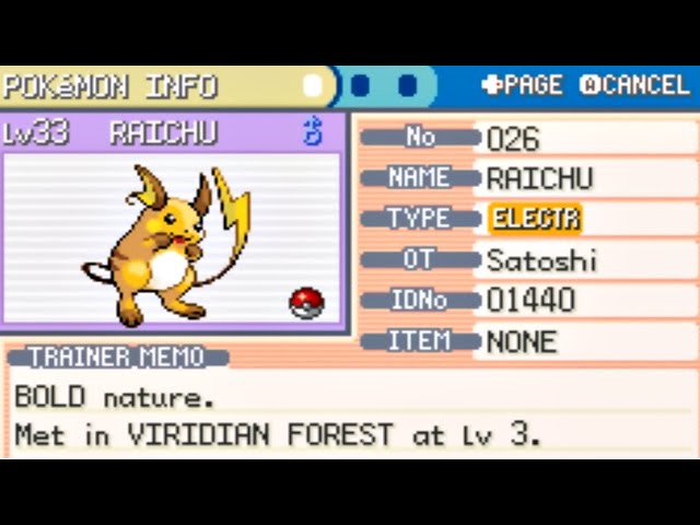 Como obter Raichu, em pokemon Fire Red 