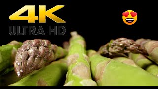 Green asparagus vegetable macro close up  - 4k video hdr