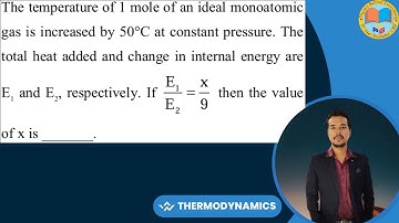The temperature of 1 mole of an ideal monoatomic gas is increased by 50°C at constant pressure. The
