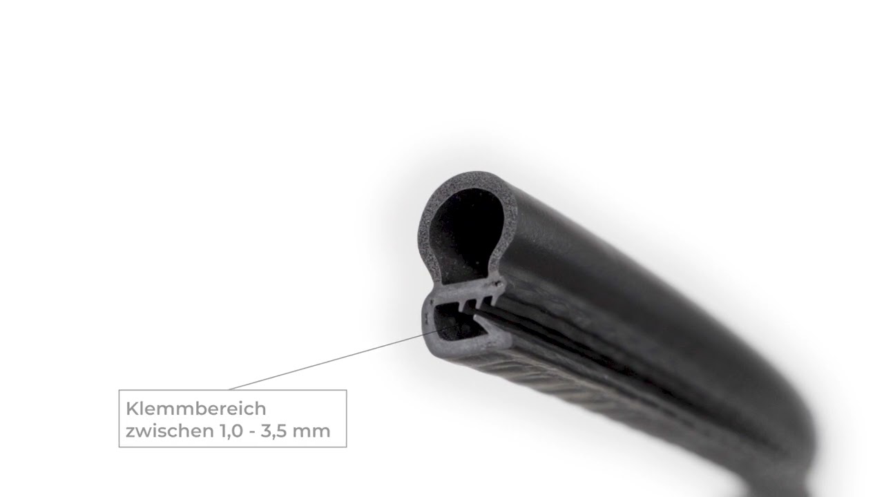 EPDM-Weichgummi-Kantenschutz und EPDM-Moosgummi-Dichtschlauch, Klemmbereich 1,0-3,5 mm, schwarz
