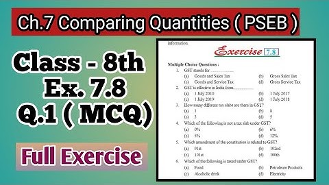 Q.1  | Class 8th| Ex.7.8 | Ch-7 | Comparing Quantities| Math | PSEB |New Book|Full Exercise|