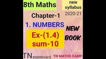 8th TN Maths EX-(1.4) sum 10| chapter-1(NUMBERS)new syllabus book 2021|samacheer kalvi 8th Maths