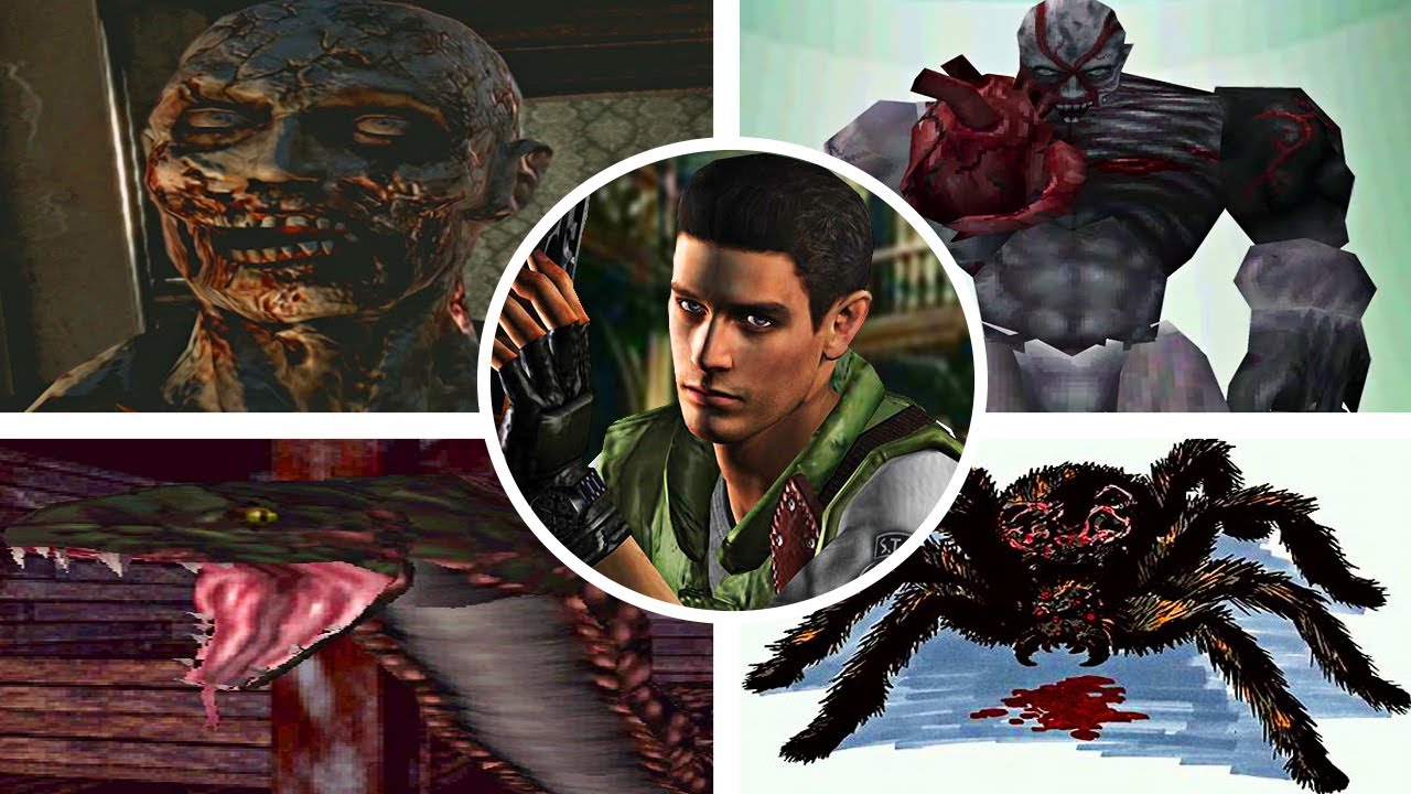 Бой со всеми боссами - RESIDENT EVIL 1 CLASSIC (с катсценами) [2K 60 FPS] Крис Редфилд