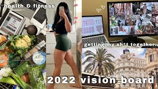 MAKING MY AESTHETIC 2022 VISION BOARD | health, fitness, travelling, driving
