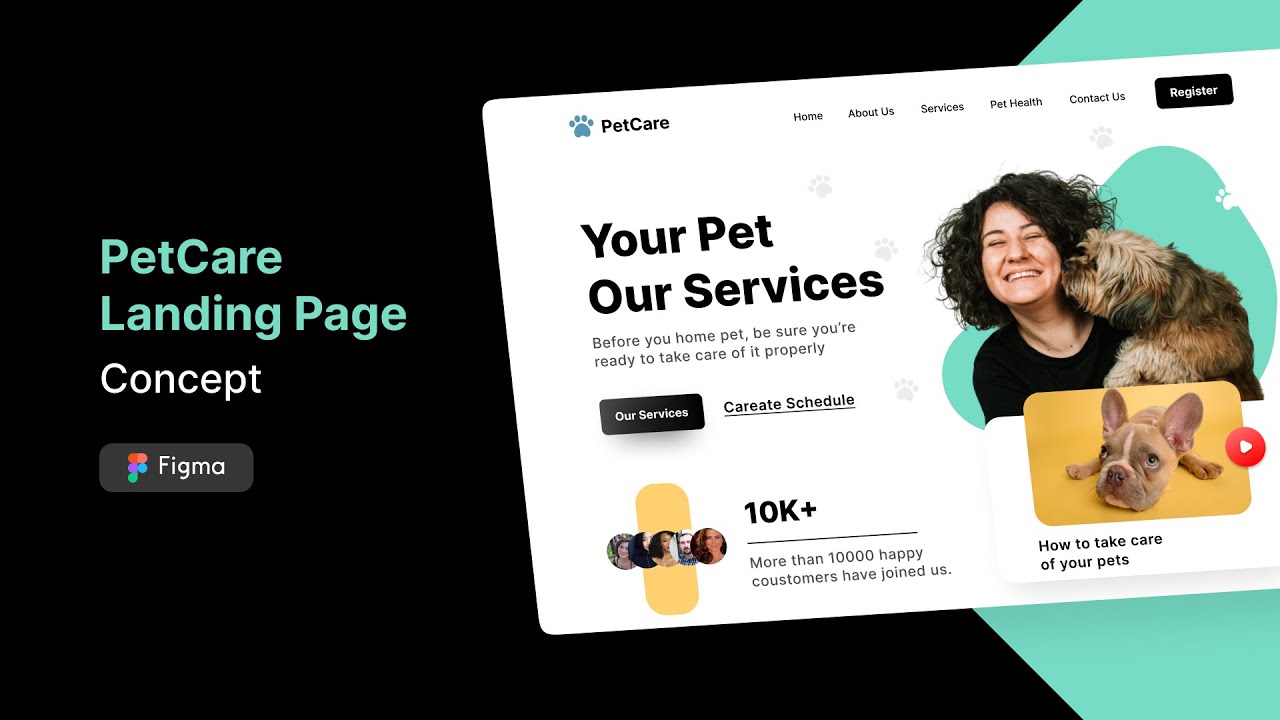 Designing a PetCare Landing Page UI Design in Figma - Speed Art ...