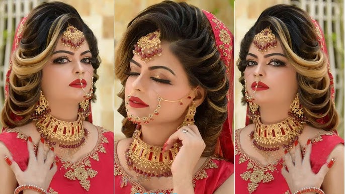front bridal hairstyles for long hair ​l kashees hairstyle l natural hair l  wedding hairstyles 2022 - YouTube