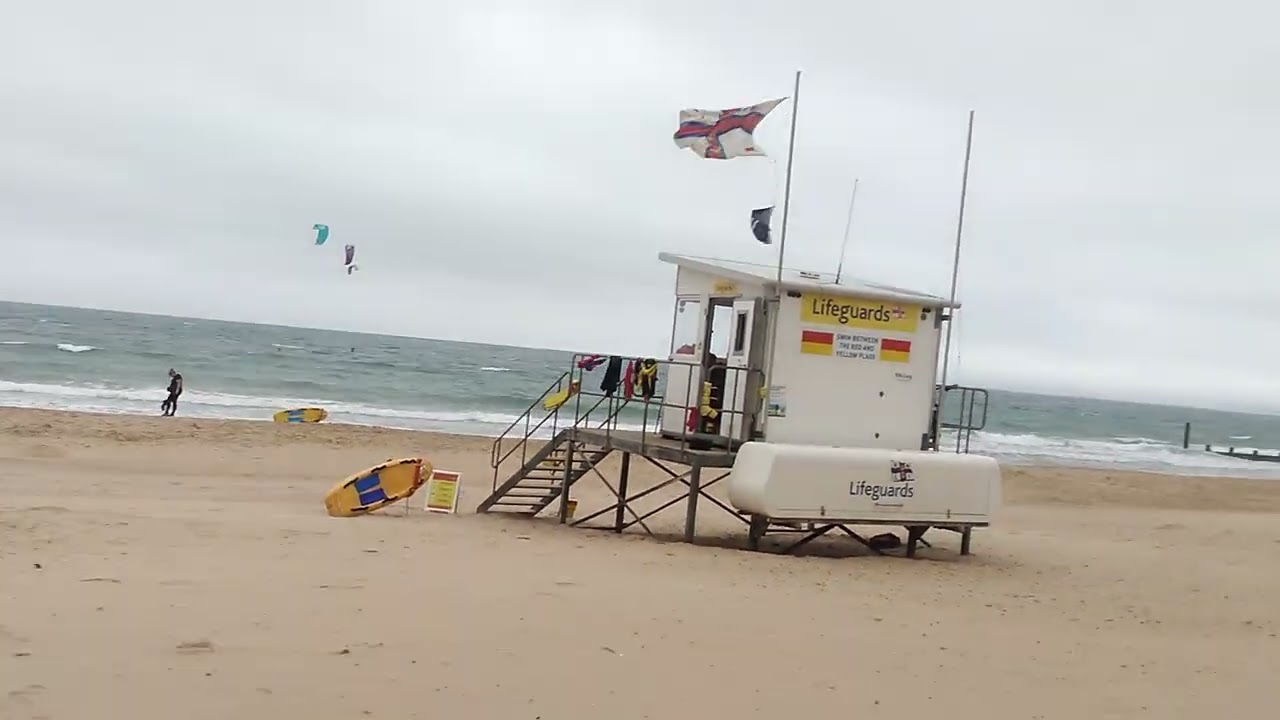 Walking on Durley Chine Beach Westbourne, Bournemouth