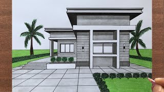 How to Draw a House in 1 Point Perspective
