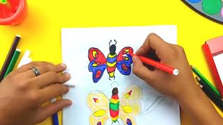 How to draw a beautiful butterfly easily II ازاي ترسم فراشة صفحات تلوين   I تعليم الألوان