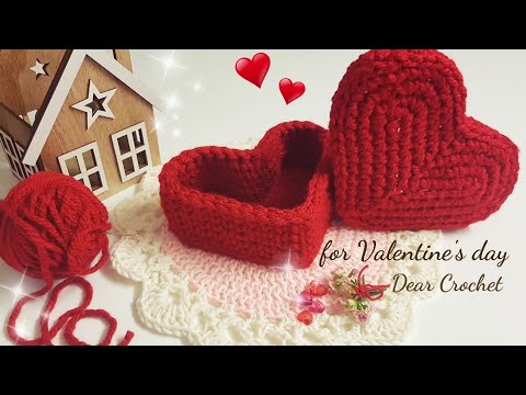[코바늘 하트 케이스, 바구니 덮개]발렌타인데이 화이트데이 스페셜 | 하트 케이스 덮개 만드는 방법 (Crochet Valentine’s Day gift)