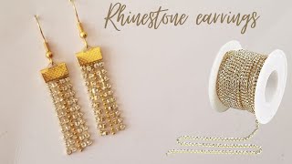 rhinestone earrings| handmade earrings | rhinestone chain diy #jewelrymaking