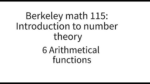 Introduction to number theory lecture 6. Multiplicative functions.
