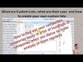 Creating Custom Lists in MS Excel