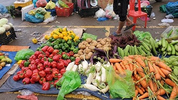 Chợ đầu mối bình điền sáng chủ nhật cải ngọt 10k bông cải 35k cà chua 45k 