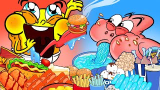 [Animation] Hot Vs Cold Challenge! Spongebob Eat Emoji Foods Mukbang | Spongebob Cartoon Mukbang