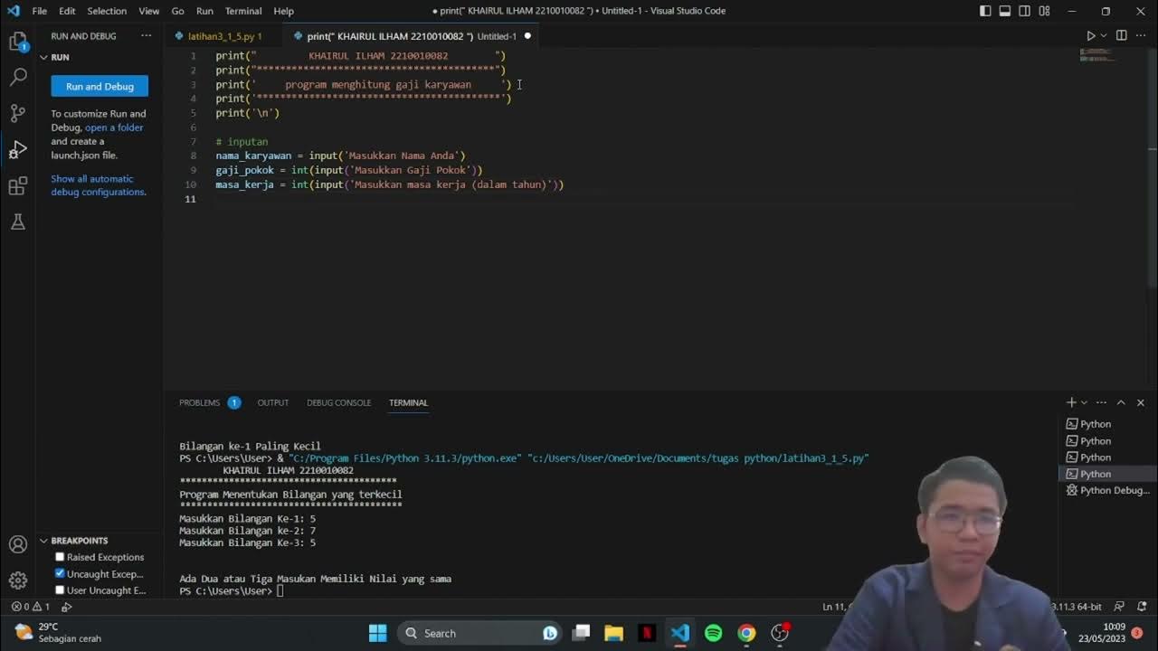 uts algo Video coding 2 khairul ilham 2210010082 2C - YouTube