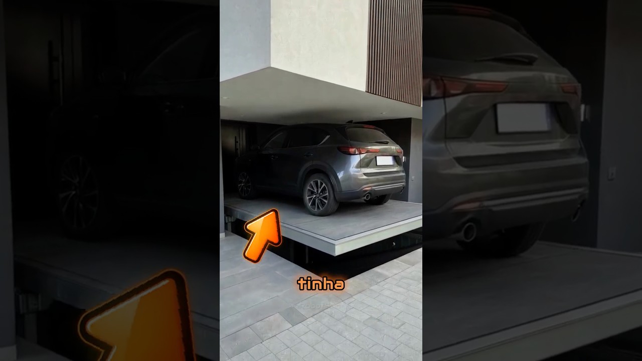 Garagem subiu e esmagou o carro no teto 😱