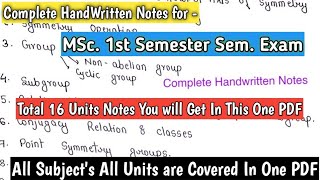 MSc.1st Sem.Handwritten Notes | All Subject (Total 16 Units Notes) In One PDF | msc chemistry