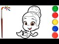 BUBBLE GUPPIES. Zooli. Coloring and drawing for kids. draw with a brush. Раскраски для детей.