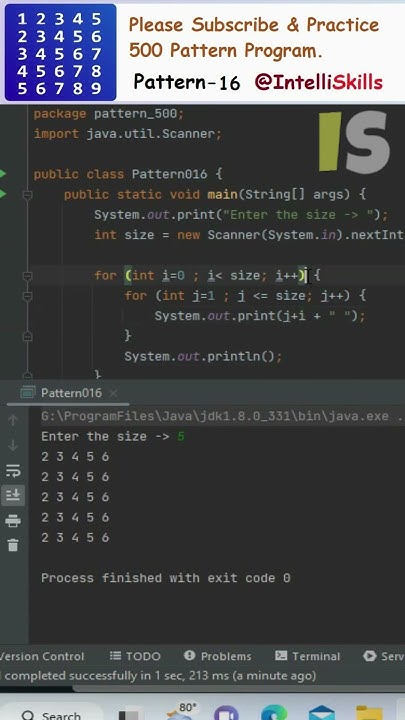 Java Pattern-16 | 500 Java Pattern Programs #shorts #java #coding # ...