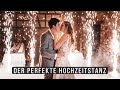 Der perfekte Hochzeitstanz mit Indoorfeuerwerk und Bodennebel (Location Gut Rehbach)