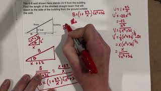 Solve optimization problems involving similar triangles