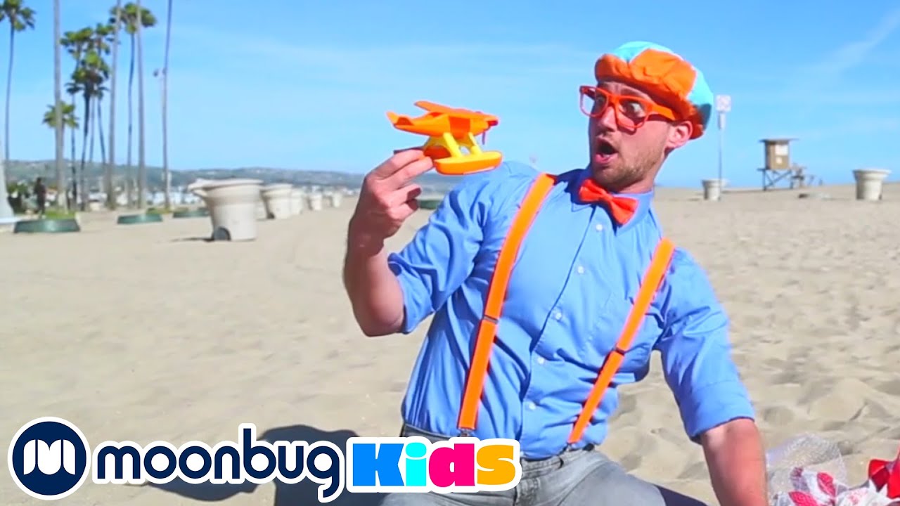 ⁣Blippi Learns Colors & Counting at The Beach | Kids Cartoons Nursery Rhymes | Moonbug Kids