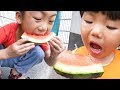 媳婦上街買西瓜，順便買些牛肉，孩子想吃儘量滿足他們 | Go shopping to buy watermelon, children want to eat, try to satisfy them