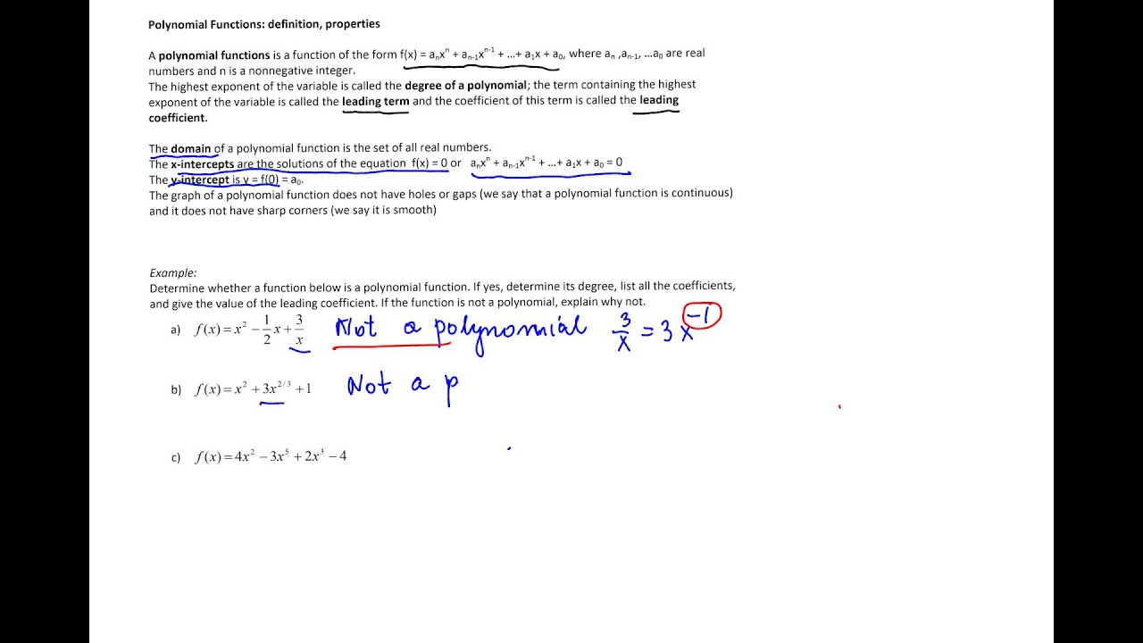 polynomial functions definition and general properties youtube polynomial function form