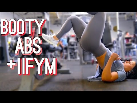 BOOTY 🍑&amp; AB WORKOUT💪 | IIFYM FULL DAY OF EATING🍎🍳