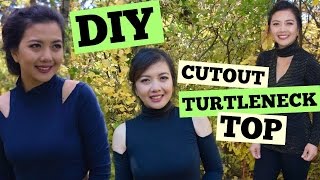 DIY CUT OFF SHOULDER TOP/CUT OUT TURTLENECK/DIY NO SEW OFF THE SHOULDER/PART 2