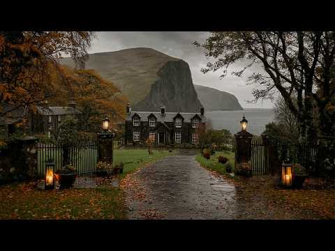 “Hidden Manor in the Rain” — A Quiet Rainy Evening by the Sea | Dark academia