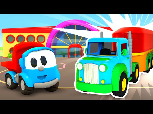 Léo, o caminhão, e os dinossauros! Desenho animado infantil. Desenhos  animados em português 