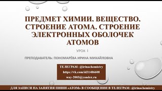 Урок 1 ЕГЭ по химии Строение атома, электронная конфигурация химического элемента