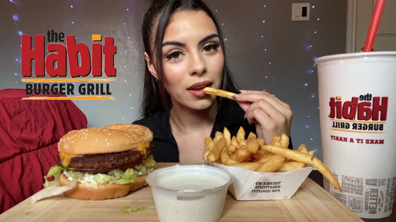 Asmr|| The habit burger grill mukbang(eating sounds, talking)🍔🍟🥤