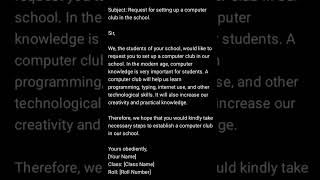 Request for setting up a computer club in the school#application#forallstudent#forallclass#important
