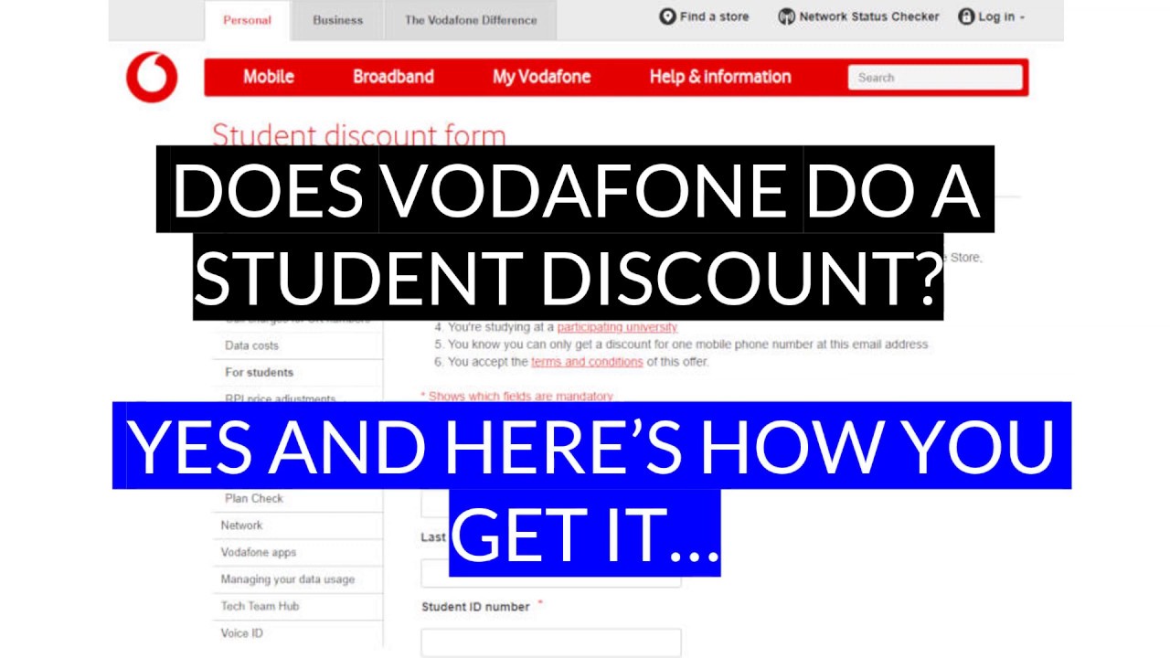 Vodafone Student Discount YouTube