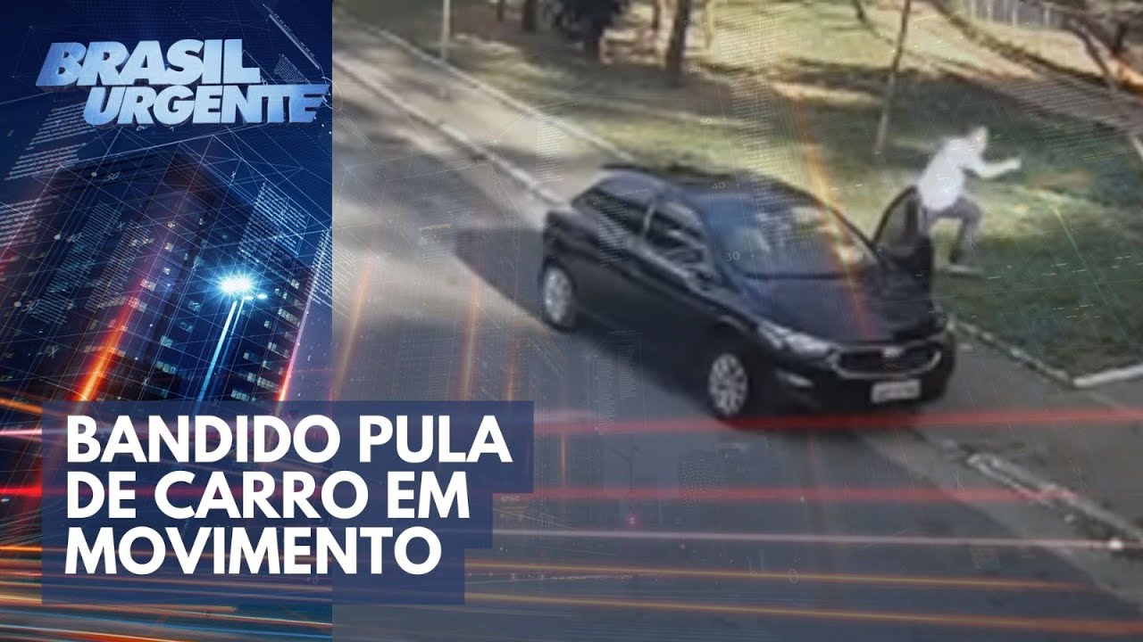 Roubo e perseguição: bandido pula de carro em movimento