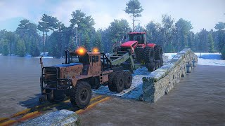 SnowRunner - Mack M45SX Prime Mover Low Loader Trailer Offroad - Transport Kirovets K7M Tractor 4x4