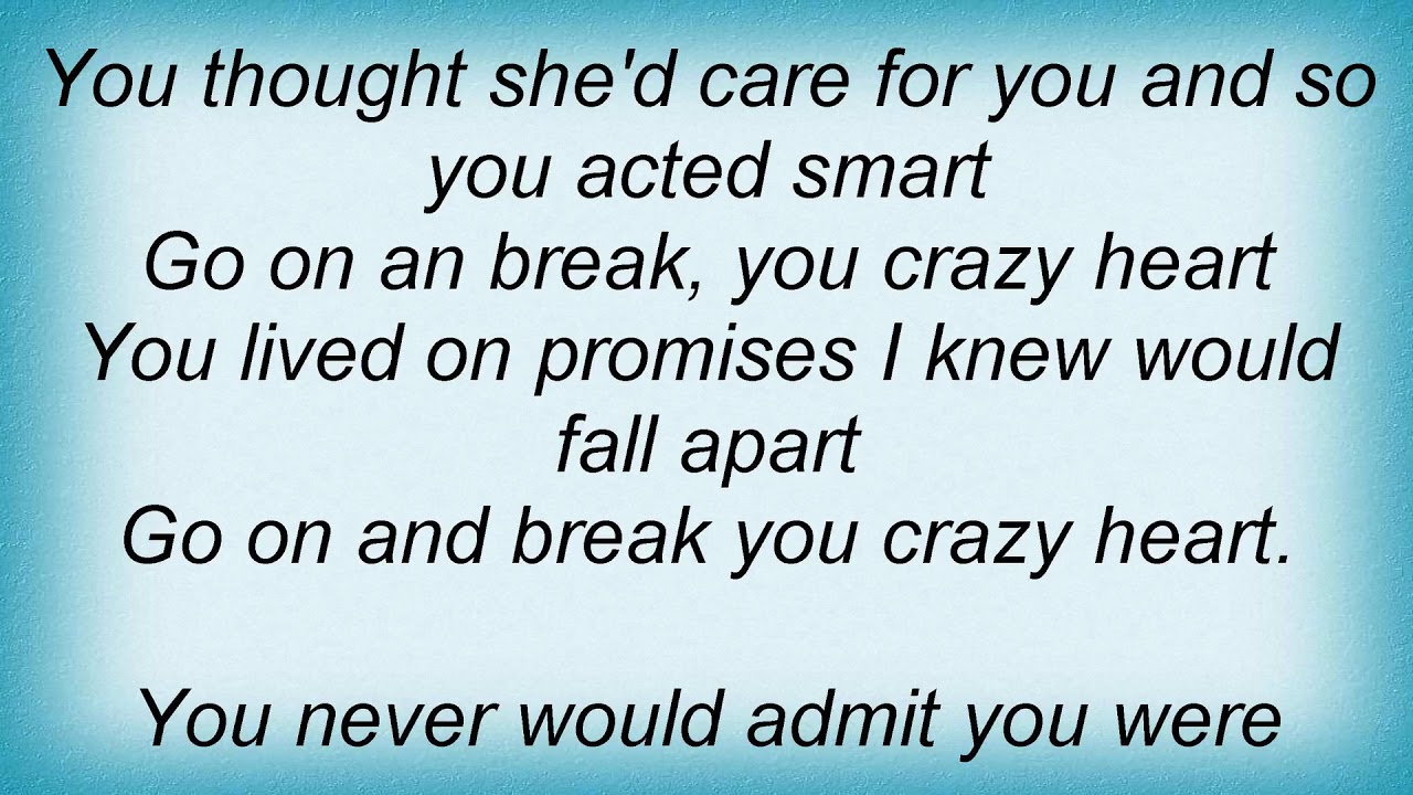 Jerry Lee Lewis Crazy Heart Lyrics YouTube