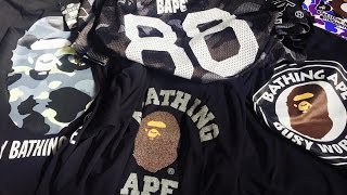Unboxing Bathing Ape (BAPE) Glass Beads, GITD, Football Jersey Mesh Camo, Busyworks College Tees!
