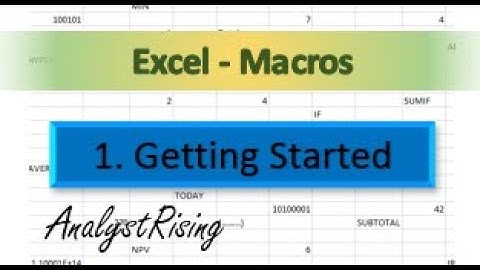 Excel Macros: 1. Getting Started