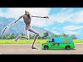 Escape from the shy guy scp096  shy guy kicking van to heaven  beamng drive  trainworld