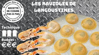 Ravioles de langoustines accompagnées d'une bonne bisque